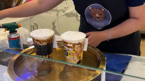 Making boba and torching marshmallows Stock Footage 230939756