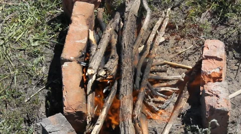 Making bonfire 10466 Stock Footage 47862823