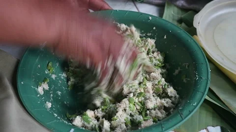 Making botok food dough Stock Footage 205537744