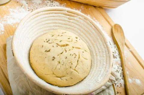 Making bread home in a basket - scuttle Stock Photos