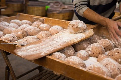Making bread. loaves of dough before baking Stock Photos
