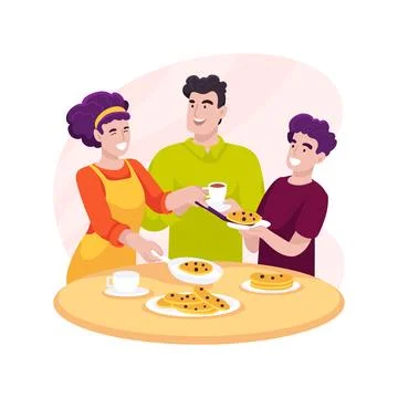 Making breakfast isolated cartoon vector illustration. Ilustración de archivo