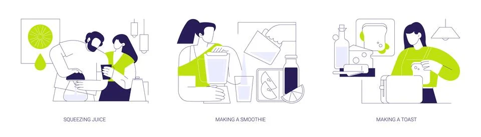 Making breakfast isolated cartoon vector illustrations se Illustrazione stock
