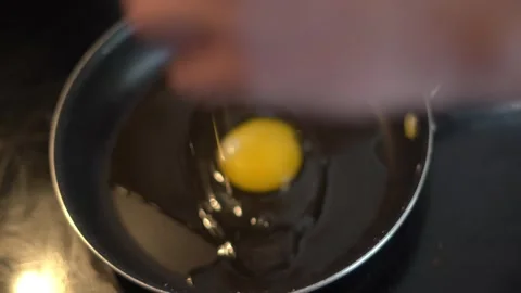 Making breakfast sandwich, cooking eggs, ham and egg sandwich, morning Stock Footage 262562617
