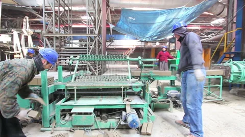 Making bricks and blocks in a factory Stock Footage 62471200