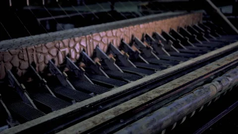 Making bricks on a conveyor belt Stock Footage 132776450