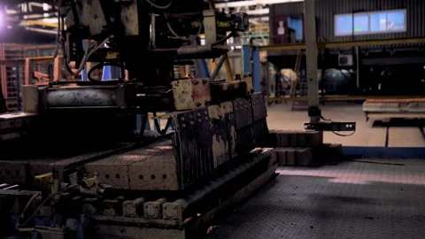 Making bricks on a conveyor belt Stock Footage 132776720