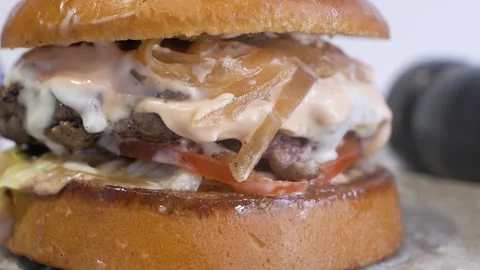 Making a burger close up Stock Footage 145859359