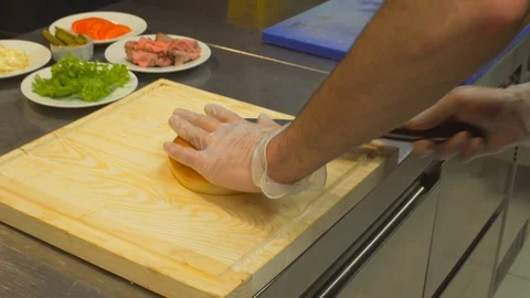 Making Burger Stock Footage 88086905