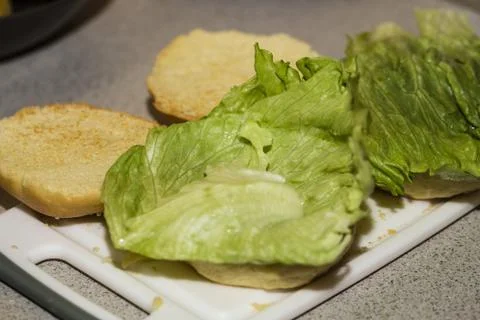 Making burger Stock Photos