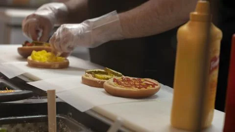 MAKING A BURGER Stock Photos