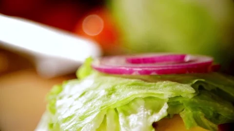 Making up of the burger in slow motion Stock Footage 67860388