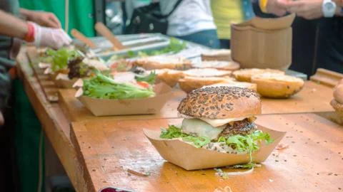 Making of Burgers Stock Photos