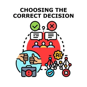 Making business decisions and selecting correct data outcomes Stockillustratie