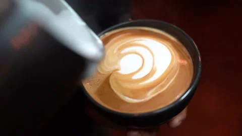 Making Of Cafe Latte Art, Heart Shape Video stock 196166978
