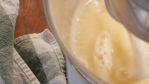 Making a Cake in an Electric Stand Mixer - 4k Stock Footage 76755584