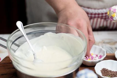 Making of cake pops Stock Photos