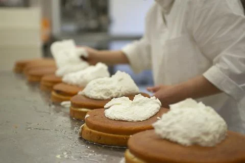 Making cakes in a bakery workshop Stock Photos