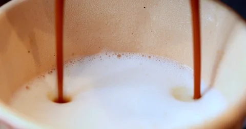 Making cappuccino coffee going Stock Footage 95630218
