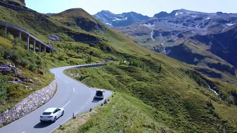 Making a car stop after long trip on mountain hill Stock-Footage 143389748