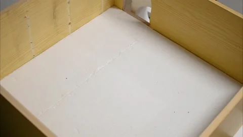 Making a cat house with Styrofoam lining for the winter Stock Footage 202223623
