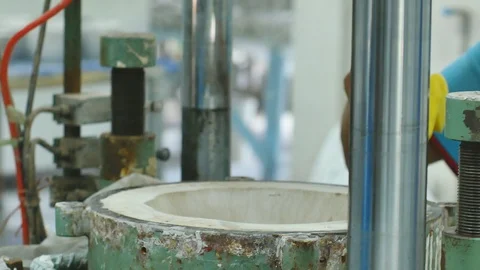 Making ceramic bowl by machine in ceramic factory Stock Footage 109273618