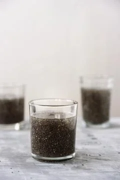 Making chia seeds water Stock Photos