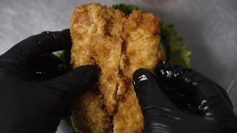 Making chicken burger Stock Footage 297004154