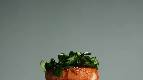 Making chicken burger. Stop motion animation, 4k Stock Footage 140264326