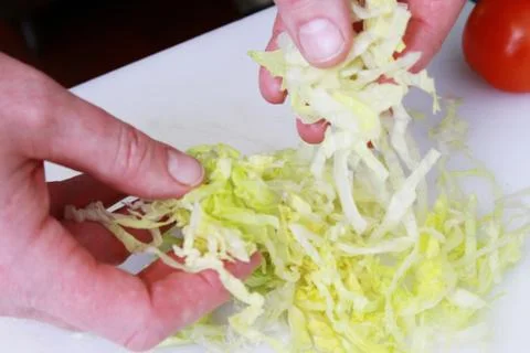 Making chicken wrap Stock Photos