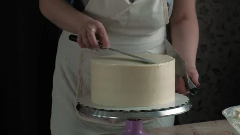 Making a chocolate cake. Confectioner work Stock Footage 127804643