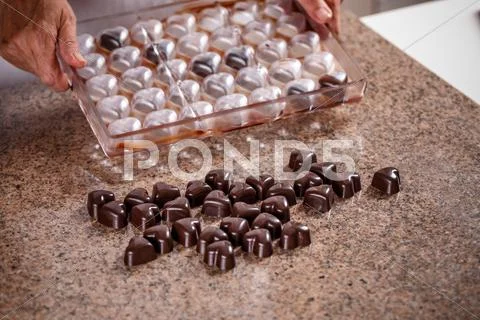 Making chocolate candies Stock Photos