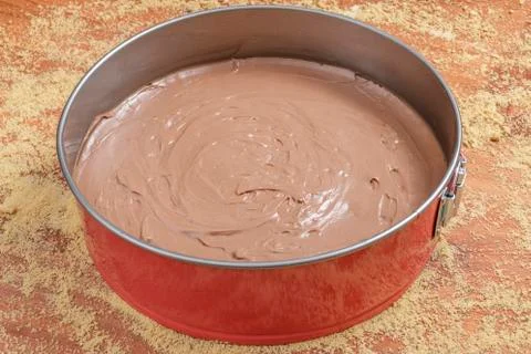 Making chocolate cheesecake Stock Photos