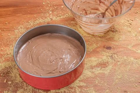 Making chocolate cheesecake Stock Photos