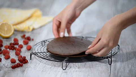 Making Chocolate honey layer cake Medovik. Stock Footage 93018830