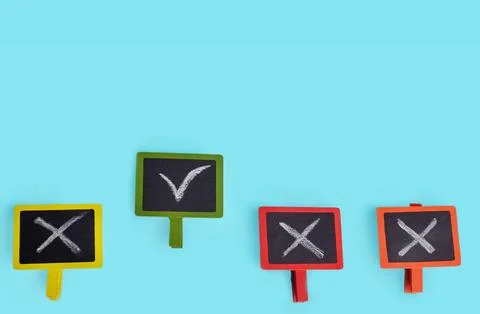 Making a choice or decision between the right and the wrong. To accept or t.. Stock Photos