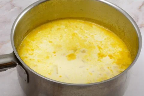 Making chowder soup Stock Photos