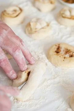 Making cinnamon rolls Stock Photos