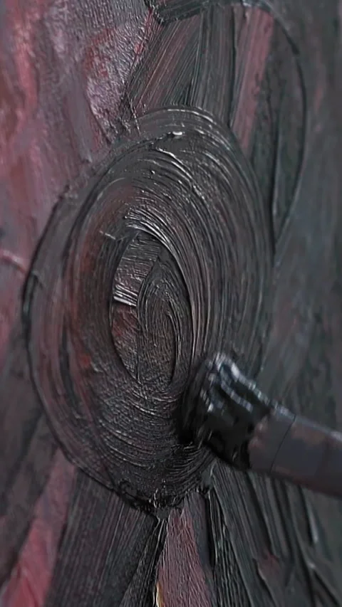 Making circle strokes on canvas with abstract painting 스톡 동영상 310198786