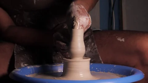Making Clay Vase On A Pottery Wheel Stock Footage 316909797