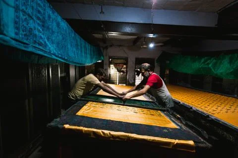 Making clothes in Varanasi Stockfoto's
