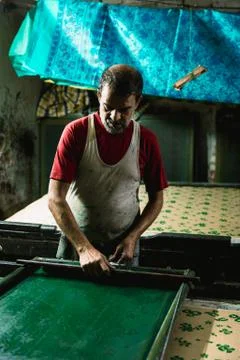 Making clothes in Varanasi Stockfoto's