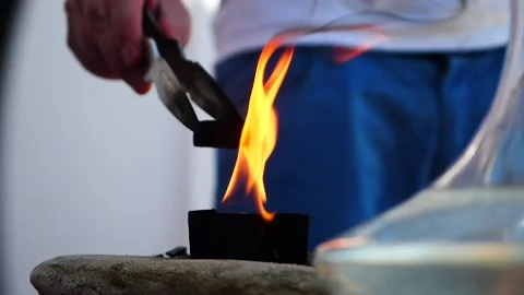 Making coals for hookah Video stock 155930196