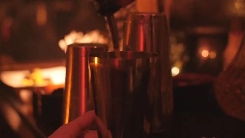 Making A Cocktail To Be Shaken Stock Footage 90494635