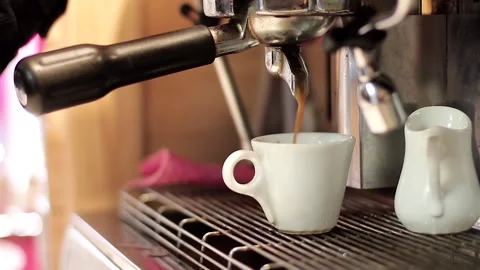 Making coffee in a bar closeup Stock Footage 247500166