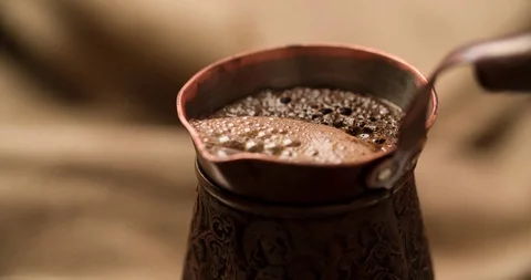 Making Coffee in cezve close up shot slow motion 4K video Stock Footage 98251200