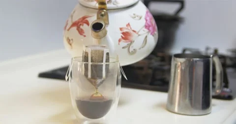 Making coffee close up 4K 스톡 동영상 58342394