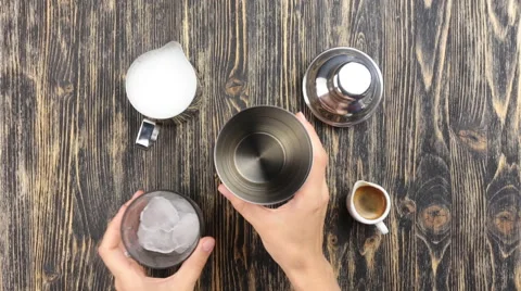 Making coffee cocktail top view Stock Footage 65021161