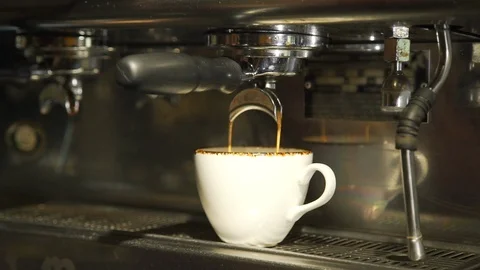 Making Coffee with Coffee Machine in Coffee Shop Stock Footage 113138786