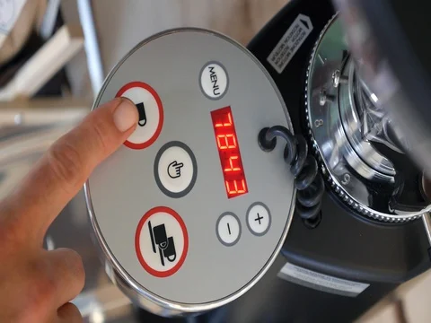 Making Coffee In Coffee Machine Pushing Control Button Stock Footage 77226027